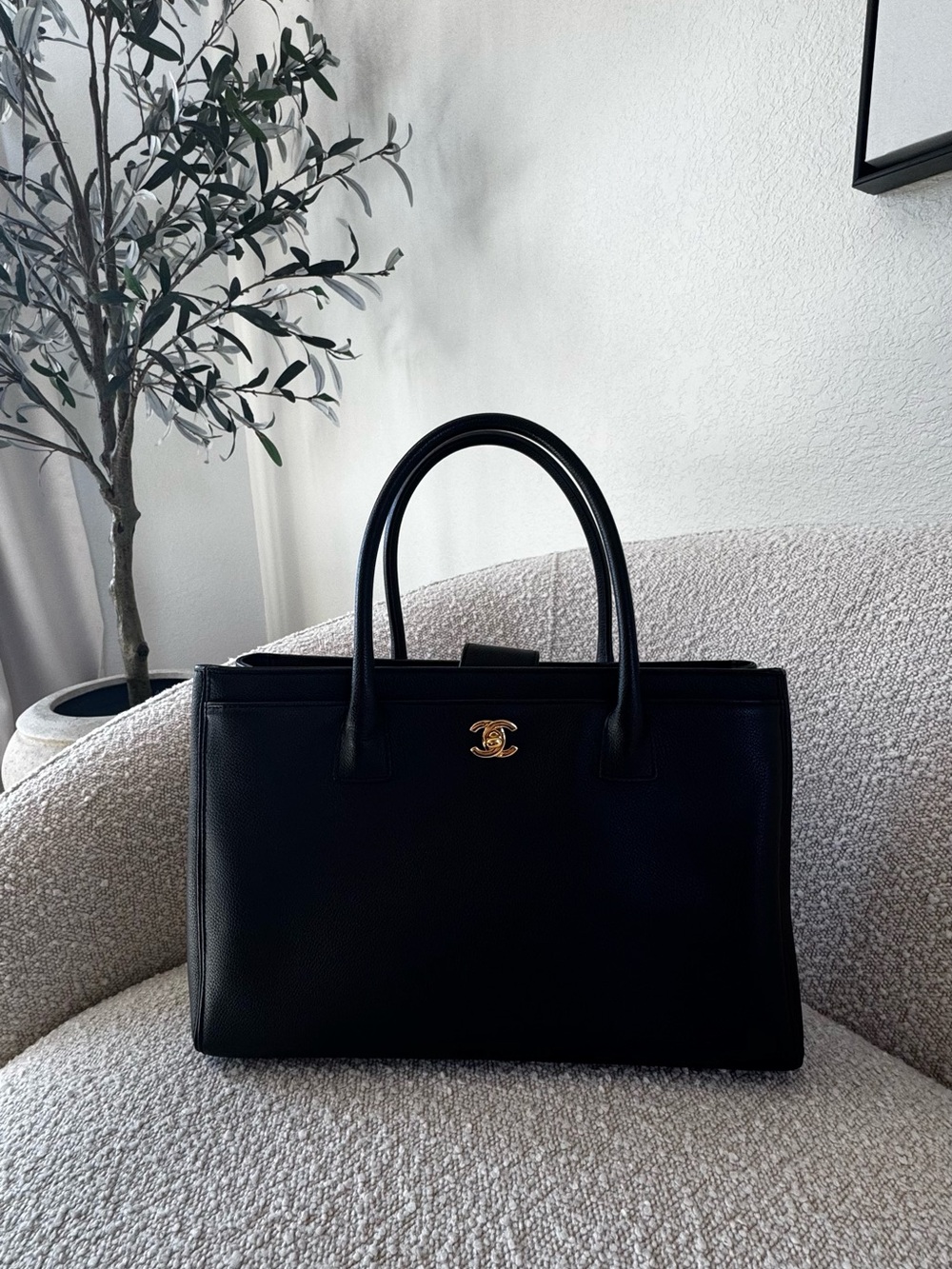 Chanel Cerf Executive Tote Bag in Black with Gold Hardware